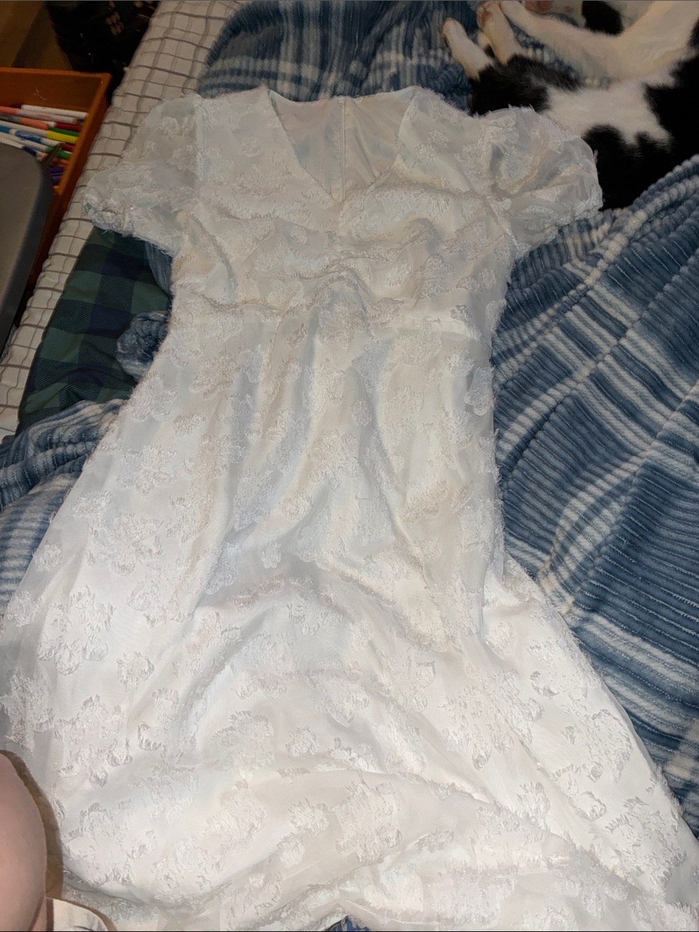 Elegant White Lace Short-Sleeve Dress